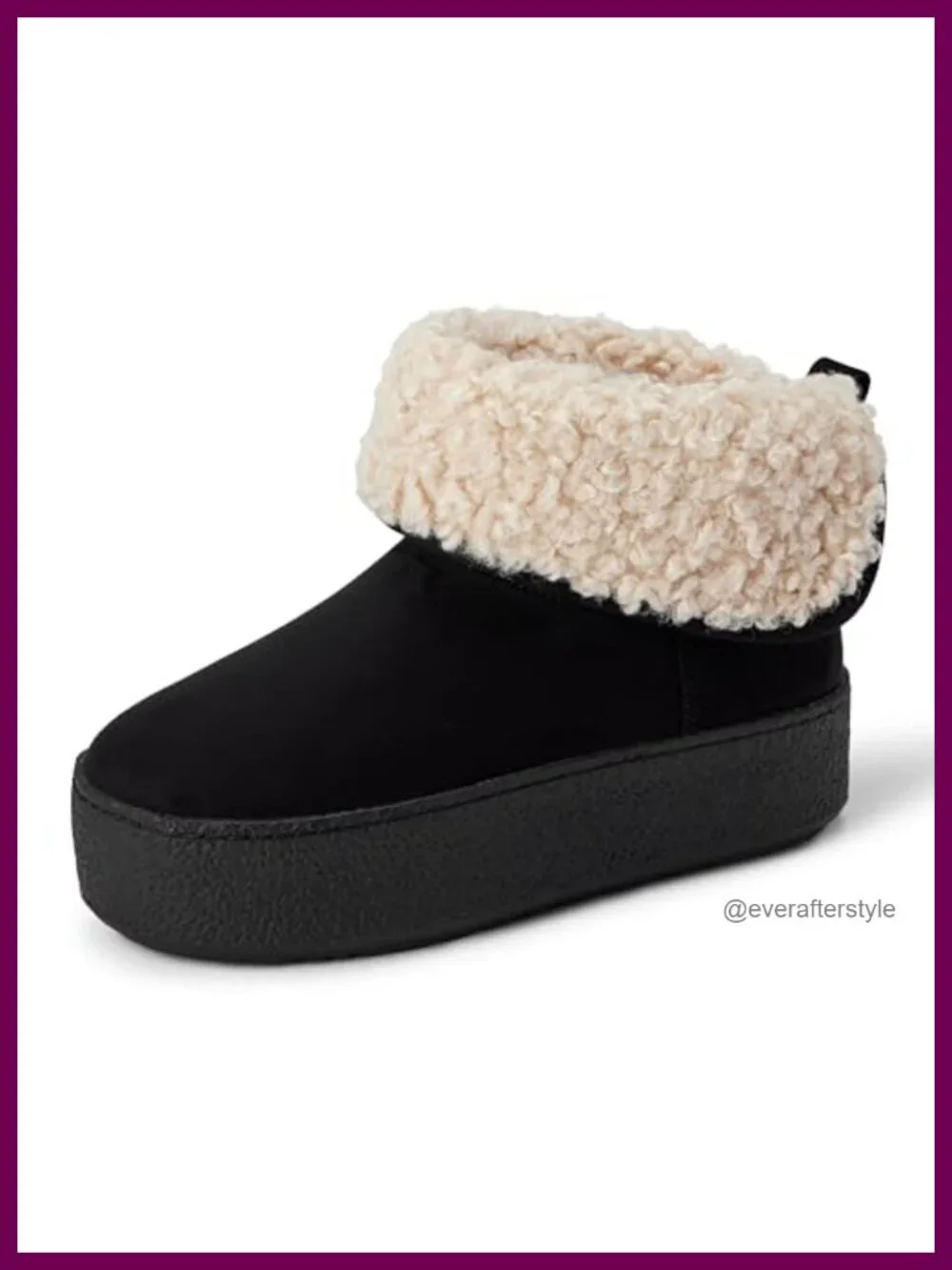 Faux Shearling Lined Platform Ankle Boots with Memory Foam